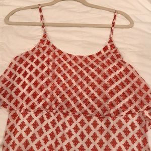 Orange and white patterned dress